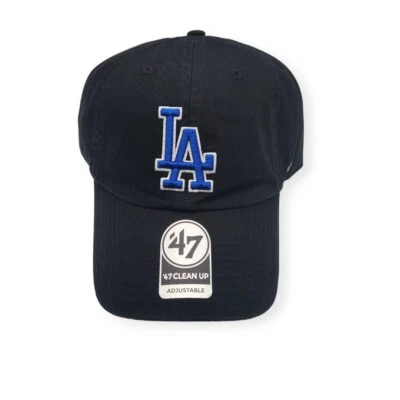 '47 Los Angeles Dodgers Clean Up Black/Blue Logo Adjustable Strap Hat Dad Cap - Image 1 of 4