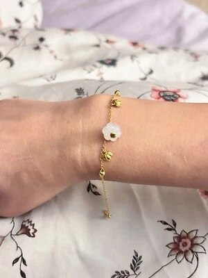 Exquisite 24k Pure Gold Mutton Fat Nephrite Jade Pumpukin Bead Bracelet - Image 1 of 4