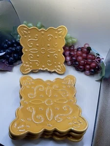 Platos de desierto de gres para fiesta en el hogar y jardín - Cosecha de oro - Juego de 4 - Imagen 1 de 6