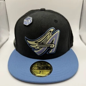 New Era 59FIFTY Anaheim Angels Blue/Black Rare 50th Anniversary Fitted Hat 7 1/2 - Picture 1 of 7