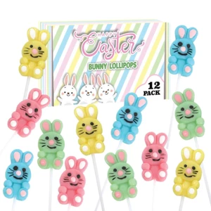Bunny Lollipops - Easter Candy - 12 Individually Wrapped Suckers - Easter Basket - Picture 1 of 9