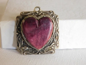 Large Square Sterling Silver Spiny Purple Heart Pendant - Picture 1 of 6