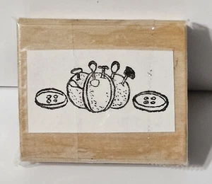 Gummistempel auf Holzmontage - Thema Nähen - Bild 1 von 2