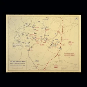 Vintage Battle of Kasserine Pass Map Tunisia North Africa WWII World War 2 - Picture 1 of 7