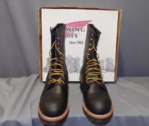 GREAT RED WING Made in USA 2218 BLACK Logger Work Boots MANY SIZES NEW in Box - Picture 1 of 12