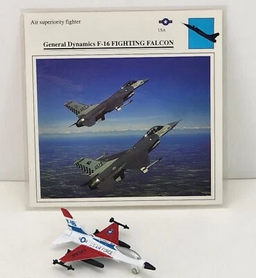 F-16 Fighting Falcon Fighter Aircraft Diecast Model & Info Card Dyna-Flites A144 - Image 1 of 4