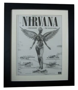NIRVANA+In Utero+LIVE+TOUR+POSTER+AD+RARE ORIGINAL 1994+FRAMED+FAST WORLD SHIP - Imagen 1 de 7