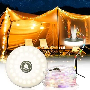 Portable Camping String Lights Outdoor USB Rechargeable Camping Lamps 33ft/10m - Picture 1 of 12