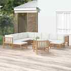 Salon de jardin 12 pcs avec coussins blanc cr�me bambou