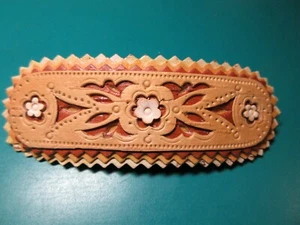 Pinza para el pelo de corteza de abedul arte ruso de 4" ÚNICA madera en capas hecha a mano - Imagen 1 de 6