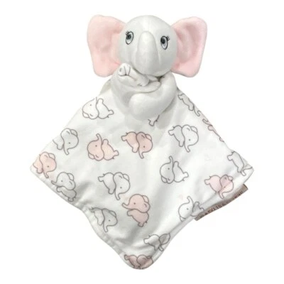 Mantas y más allá elefante bebé Lovey manta de seguridad de felpa rosa blanco gris Foto 1 de 4