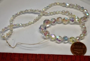 VINTAGE CRYSTAL AB PLASTIC GRADUATED FACETED BEAD NECKLACE NO CLASP • 17 inches - Picture 1 of 1