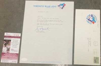 Broadcaster Jerry Howarth Signed Letter Toronto Blue Jays Letterhead w/ JSA COA - Image 1 of 4