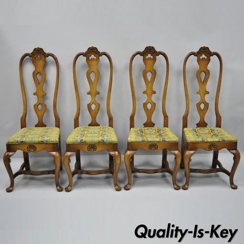 High Back Italian Baroque or Swedish Rococo Style Dining Side Chairs Set of 4 Cover