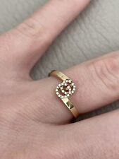 Authentic Gucci 18ct Yellow Gold & Diamond Running GG Ring 11 K-L