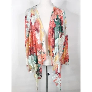 Calvin Klein Cardigan Sweater Women 2X Red Open Front Asymmetrical Beach Coastal - Picture 1 of 11