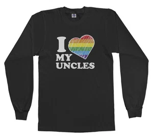 I Love My Uncles Youth Long Sleeve T-Shirt Niece Nephew Rainbow Gay Pride - Picture 1 of 7