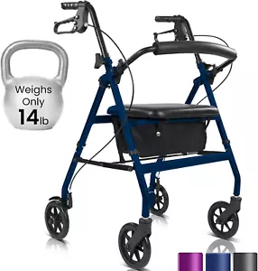 Ultra Lightweight Rollator Walker with Seat - Foldable, Narrow, Rolling Senior W - Picture 1 of 9