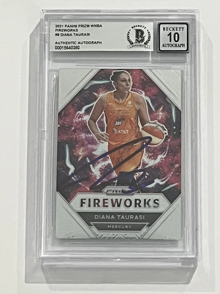Diana Taurasi Signed 2021 Panini Prizm WNBA Fireworks #8 BAS 10 Autograph Grade - Image 1 of 2