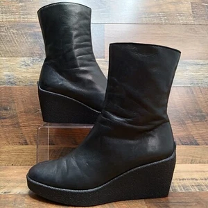 Robert Clergerie Paris Damenstiefel Keilabsatz Plateau schwarz Leder Größe 5 - Bild 1 von 8