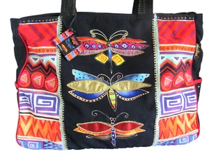 LAUREL BURCH Dragonflies OVERSIZED XL Tote Travel Beach Shopping Bag 20" x 15" - Picture 1 of 11