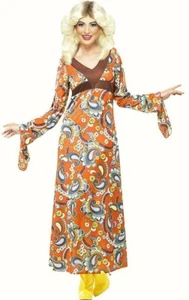 Smiffys Woodstock Maxi Longue Robe Fancy Dress Costume XS UK 6 - 8 - Picture 1 of 2
