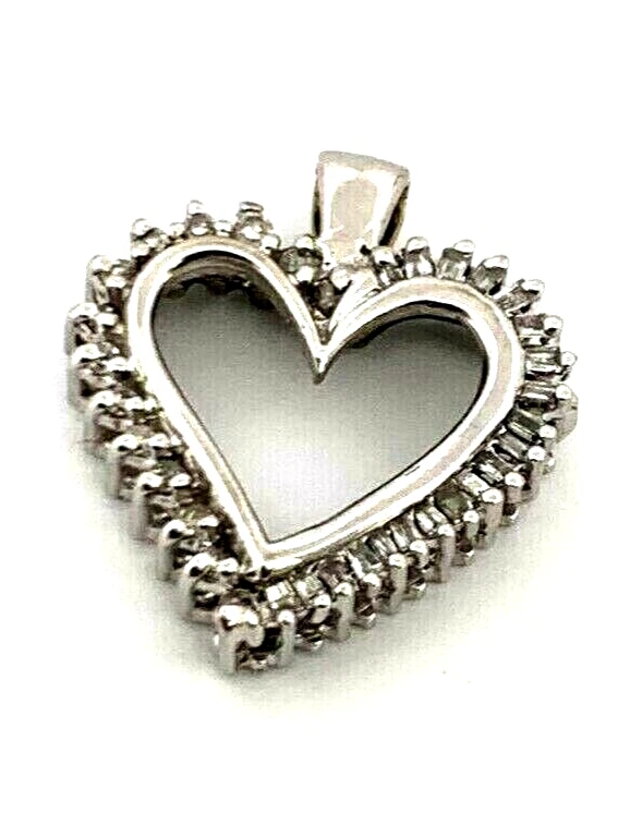 COLGANTE CORAZÓN ABIERTO DIAMANTE ORO BLANCO MACIZO 10K 0.34TCW Foto 1 de 4