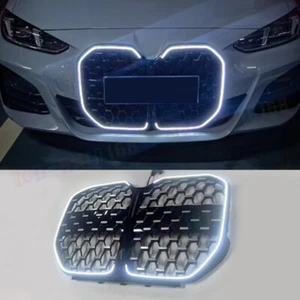 Black/Silver Bumper Grille Mesh w/LED Lights For BMW 4 Series G22 G23 2021-2024 - Picture 1 of 13