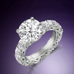 Wedding Ring Round Certified IGI Lab Created 14k White Gold 6 Ct Diamond - Picture 1 of 9