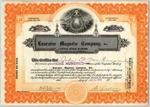 Vintage 1919 Stock Certificate "Lauraine Magneto Company" NY "Fist O' Sparks" - Picture 1 of 2
