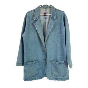 Blazer vintage años 80 90 Sunbelt denim calce grande con tachuelas para mujer mediano - Imagen 1 de 10