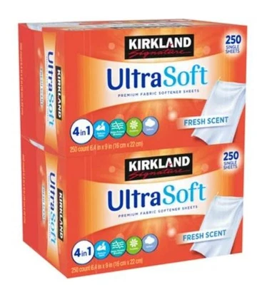 Hojas suavizantes de telas Kirkland Signature 250 quilates (2 paquetes) Foto 1 de 3