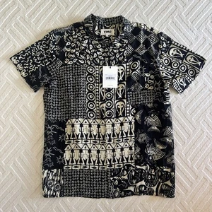 You Must Create Shirt Mens Medium Malick Shirt Black Multi Viscose Fish YMC BNWT - Imagen 1 de 10