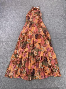 A.L.C. Kleid Damen 4 Orange Seide Blumen Neckholder Stufen Maxi S-2202 6DRES01509 - Bild 1 von 13