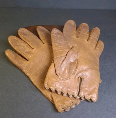 Guantes de cuero de piel de becerro para mujer de colección tejidos forrados para mujer S/M rotos suaves flexibles Foto 1 de 4