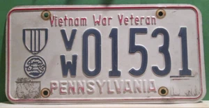 VINTAGE PENNSYLVANIA VIETNAM WAR VETERAN LICENSE PLATE RARE VW01531 - Picture 1 of 3