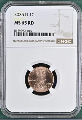 2025-D LINCOLN SHIELD CENT PENNY NGC MS65RD #D - Image 1 of 2