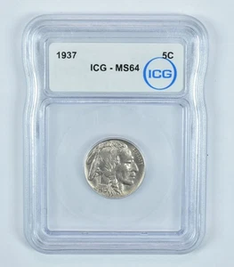 1937 Indian Head Buffalo Nickel MS64 ICG *8622 - Picture 1 of 5