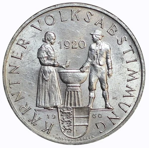 1960 Austria Plebiscite Carinthia 25 Schilling Silver MF133419 - Picture 1 of 2