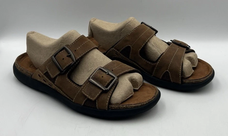 Clarks Bryman Leather Sandals 114995 UK 8.5 EU 42.5 Brown Slip On - Image 1 of 4