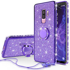 For SAMSUNG S10 S20+ NOTE 10 Bling Crystal Case Soft Cover With Ring Lanyard