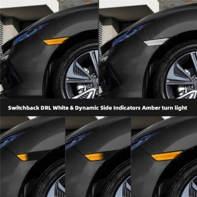 Honda Civic 10th 2016 + DRL humo dinámico LED parachoques señal de giro luz marcador lateral Foto 1 de 4