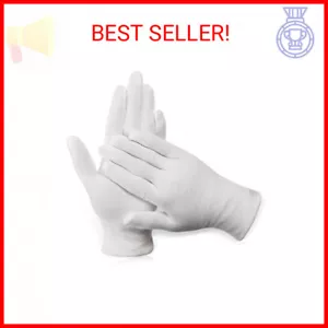 Paxcoo 12 Pairs XL White Cotton Gloves for Dry Hand Moisturizing Cosmetic Eczema - Picture 1 of 2