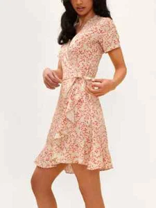 Rachel Carmen Garden Flowers Frilled Wrap Dress Size Large - Picture 1 of 8