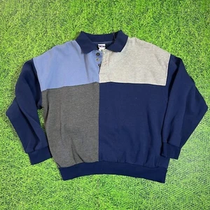 Vintage Pro Spirit Mens Colorblock Polo XL Blue Long Sleeve 80s Sweatshirt 24x25 - Picture 1 of 7