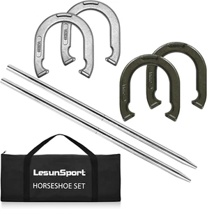 Regulation Size Heavy-Duty Horseshoe Game Set with 4 Horseshoes and 2 Stakes - Picture 1 of 12