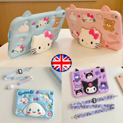 Shockproof Kitty Kuromi Silicone Case Cover For iPad 7/8/9/10th Air With Straps. - Image 1 of 4