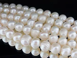10-11mm Freshwater White Cream Potato Cultured Pearls Beads, UK Seller (FP4) - Picture 1 of 2