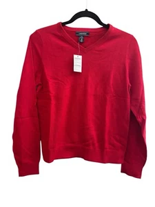 NEW Lands End Uniform Boys (14-16) Fine Gauge VNeck Pullover Sweater Red #4033 - Picture 1 of 11