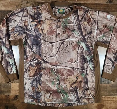 Cabelas Shirt Mens XL Camo 3D Henley Hunting Long Sleeve Camoflauge - Image 1 of 4
